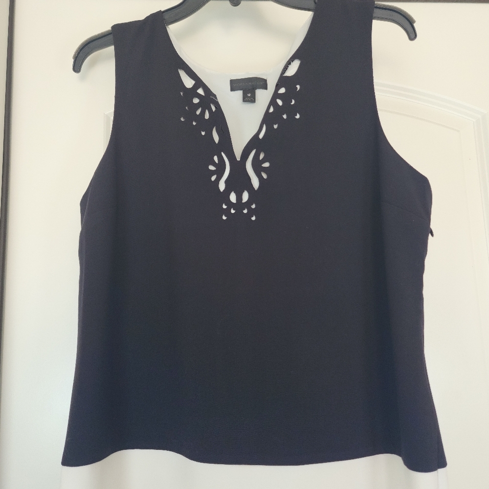 Worthington Black white above knee sleeveless Mini women dress  Size12 - Picture 9 of 15